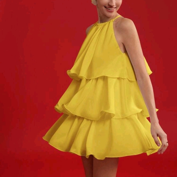 Dresses & Skirts - Elegant Flare Hem Design Loose Chiffon Beach Mini Dress With Flounce Trim
